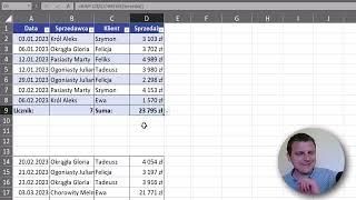 Excel - Wiersz sumy i funkcja SUMY.CZĘŚCIOWE | Kurs Excel SuperHero 10.5