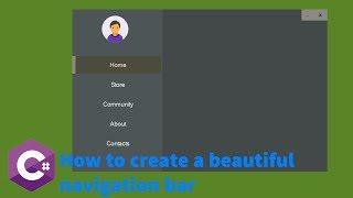 c# Design UI: Simple navigation bar- Flat desktop application without any framework
