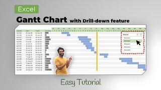 Advanced Gantt chart in Excel with drill-down feature