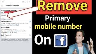 how to remove primary mobile number from facebook account