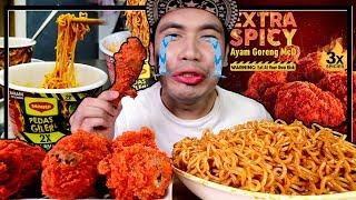 4X MAGGI PEDAS GILER + MCD AYAM GORENG 3X EXTRA SPICY | HARI² AKU MIMPI JAMBAN | EATING SHOW W ASMR