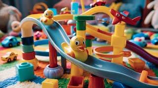  Marble run Racing using duck slideway toys   eps3 #marbles #marblerun #marblerace #duck #kids