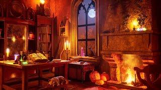 Wizard's Magic Room Ambience  - Fireplace and indoor wind sound for relaxation, focus, sleep