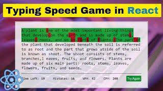 Build a Typing Speed Test Game App with React JS (For Beginners!)
