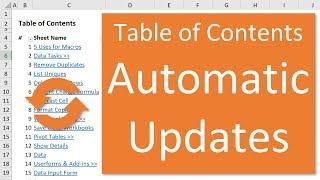 The Best Excel Table Of Contents That Automatically Updates