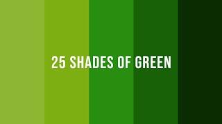 25 different shades of green colour and their names.