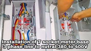 Installation of 7 socket meter base 3 phase line to neutral 380 to 400V | Pinoy Electrical Warrior