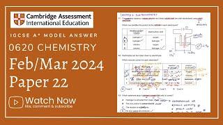 IGCSE Chemistry Paper 22 - Feb/Mar 2024 - 0620/22/F/M/24FULLY SOLVED