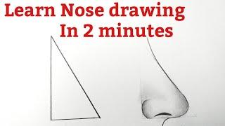 How to draw a nose easy(Side view)Nose drawing easy step by step tutorial for beginners pencil