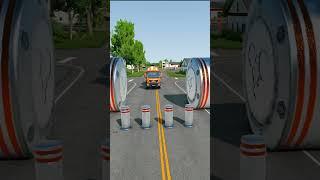 Mix Colour Cement Truck vs Bollard Crash #shorts #beamngdrive #gaming #trending #viralshorts #trend