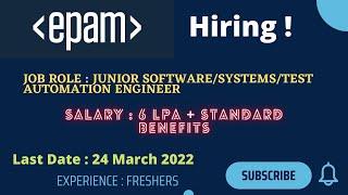 EPAM Systems Off Campus Hiring Freshers for the Role of Junior Software Engineer |