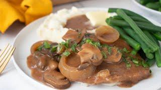 Easy Crock Pot Cubed Steak With Mushroom Gravy Recipe