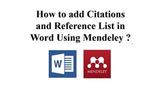 How to add Citations and Reference List in Word document using Mendeley