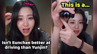 Yunjin's shocked by this comment | Yunjin shows everything she has in her bag