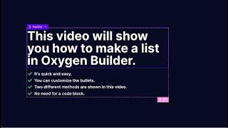 How To Make A List (UL/LI) on Oxygen Builder