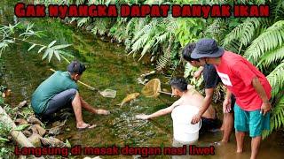 Nyeser Ikan di Sungai Air Jernih saat Musim Kemarau