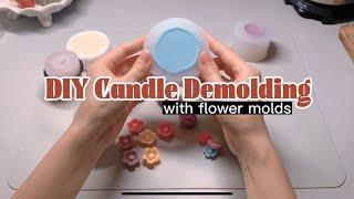 DIY Candle Demolding | handmade | Soy wax | beeswax | stress relief | Tutorial | craft | flower mold