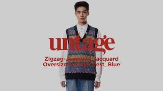 언티지 지그재그 자가드 오버사이즈 스웨터 베스트 / UNTAGE ZIGZAG-JACQUARD OVERSIZE SWEATER VEST (BLUE)