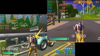 I3 10320 vs I3 9350kf GTX 1060, 1080p Competitive FortNite, 2667Mhz, Average FPS Benchmark Test