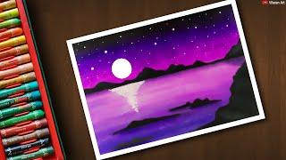 How to Draw Moonlight Dream Scenery Step by Step Drawing for beginners