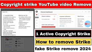 1 active Copyright Strike | copyright strike remove kaise kare | active Copyright Strike 2024