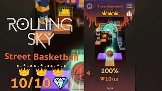 Rolling Sky - Level 21 - Street Basketball - 100%, All Gems, All Crowns ! ( Android )