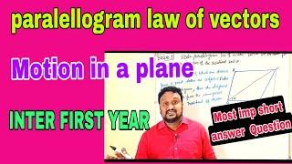 parallelogram law of vectors| motion in a plane| class11 .
