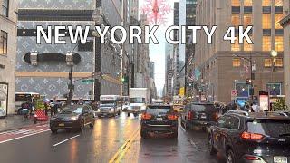 Driving Rainy New York City 4K - Louis Vuitton Luggage - Driving Downtown