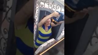 Crazy Lady Cuts Neighbors Fence Down