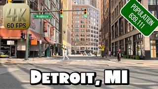 Driving Around Downtown Detroit, Michigan in 4k Video