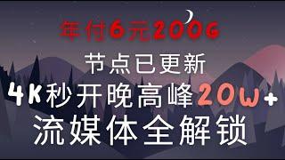 顶级机场！性价比拉满 年付6元 晚高峰4K秒开20w+ 流媒体ChatGPT全解锁