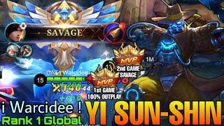 SAVAGE!! YSS Double MVP Gameplay - Top 1 Global Yi Sun Shin by i Warcidee ! - Mobile Legends