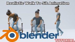 Blender Basic Animation Tutorials Realistic Walk to Sit Animation