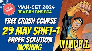 MAH CET Morning Shift-1 Question Paper Solution for BBA BBM BMS BCA - 29 May 2024