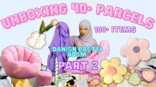 UNBOXING 40+ PARCELS FOR MY DANISH PASTEL ROOM (Part 2) 100++ items!! Shopee edition~