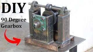 How To Make 90 Degree Gearbox Using Scrap Metals | Diy Worm Gearbox | Homemade Worm Gearbox | DIY