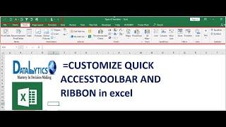 Customize Ribbon, Quick Access toolbar and Status Bar in Microsoft Excel