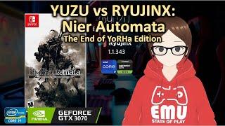 Yuzu EA3118 and Ryujinx 1.1.343 Nier Automata The End of YoRHa Edition Performance Test