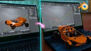 Get a car from Laptop Screen using Blender 3d - VFX tutorial