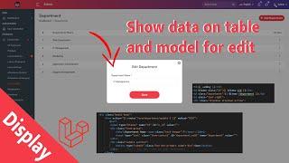 Show data on table and display on model for edit | HR Laravel 9 Department