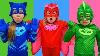 The transformation of the PJ Masks using fruits and vegetables! My sister is a sorceress!