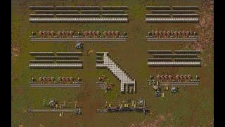 Factorio оборона периметра, модульная стена, поезд снабжения.