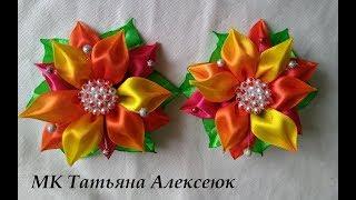 Бантики из радужной атласной ленты 2,5 см МК Канзаши Beautiful bows of satin ribbons 2,5 cm