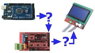 u8glib MOD for G LCD JHD12864F screen + RAMPS 1 4 + Arduino Mega 2560 R3 for LCD screen and kit test