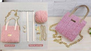 DIY making PLASTIC CANVAS BAG KIT from Shopee #plasticcanvasbag #diybags