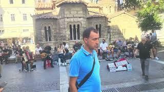 Ermou St Athens Greece street musicians September 2024