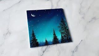 Easy way to paint a night sky / acrylic painting ideas for beginners ️