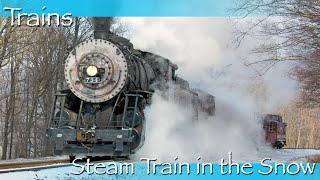 Steam Train in the Snow - Mountain Thunder in Winter - Western Maryland Scenic Railroad 734!