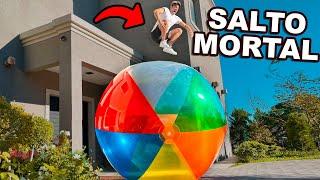 XTREME JUMP FROM THE ROOF TO THE GIANT INFLATABLE BEACH BALL !!!