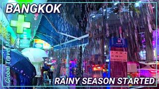 Rainy Season Officially Started in Bangkok  Thailand Monsoon Night Walk